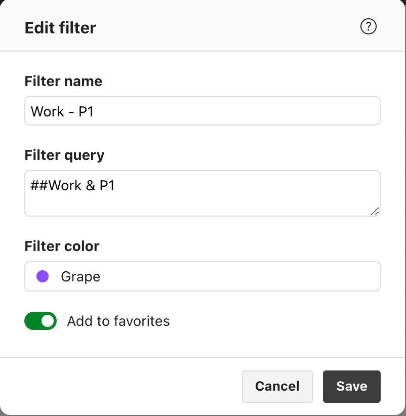 Work view with P1 filter in Todoist